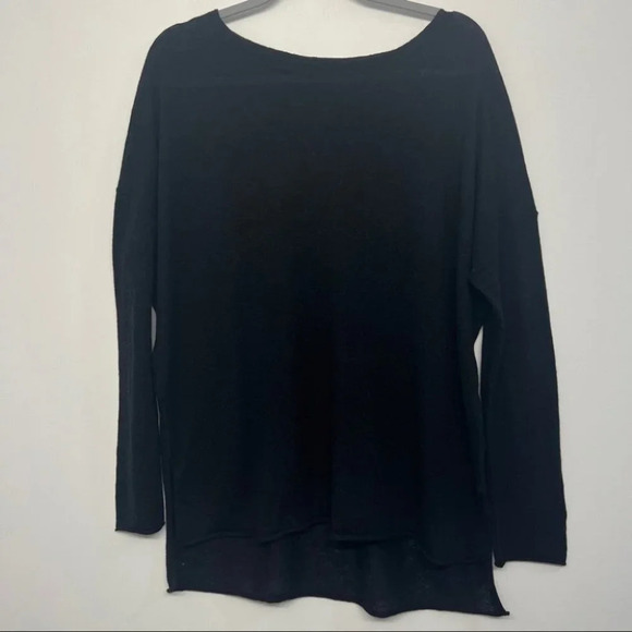 Nili Lotan Nylon Alpaca Wool Lightweight Sweater Black M Boat Neck Basic - Picture 1 of 5